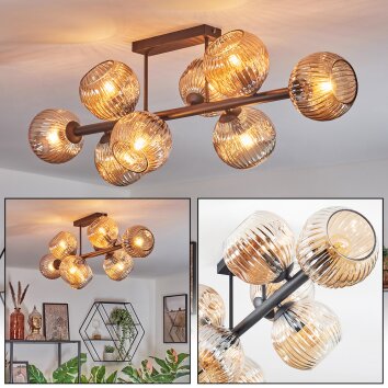 Ripoll Plafondlamp, Kogellampje Amber, 8-lichts