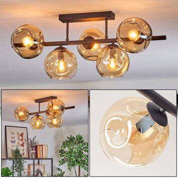 Ripoll Plafondlamp, Kogellampje Amber, 5-lichts