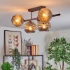 Ripoll Plafondlamp, Kogellampje Amber, Rookkleurig, 5-lichts