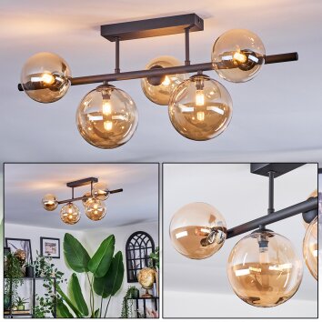 Chehalis Plafondlamp, Kogellampje Amber, 5-lichts
