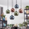 Koyoto Hanglamp, Kogellampje, Hanglamp Blauw, Groen, Koperkleurig, 6-lichts