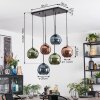 Koyoto Hanglamp, Kogellampje, Hanglamp Blauw, Groen, Koperkleurig, 6-lichts