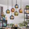 Koyoto Hanglamp, Kogellampje, Hanglamp Blauw, Groen, Koperkleurig, 6-lichts