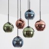 Koyoto Hanglamp, Kogellampje, Hanglamp Blauw, Groen, Koperkleurig, 6-lichts