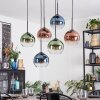 Koyoto Hanglamp, Kogellampje, Hanglamp Blauw, Groen, Duidelijk, Koperkleurig, 6-lichts