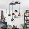 Koyoto Hanglamp, Kogellampje, Hanglamp Blauw, Groen, Duidelijk, Koperkleurig, 6-lichts