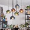 Koyoto Hanglamp, Kogellampje, Hanglamp Blauw, Groen, Duidelijk, Koperkleurig, 6-lichts