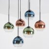Koyoto Hanglamp, Kogellampje, Hanglamp Blauw, Groen, Duidelijk, Koperkleurig, 6-lichts