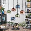 Koyoto Hanglamp, Kogellampje, Hanglamp Blauw, Groen, Duidelijk, Koperkleurig, 6-lichts