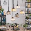 Koyoto Hanglamp, Kogellampje, Hanglamp Amber, Duidelijk, Rookkleurig, 6-lichts