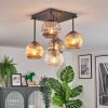 Ripoll Plafondlamp, Kogellampje Amber, Duidelijk, Rookkleurig, 5-lichts