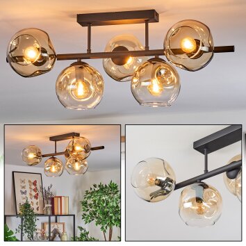 Ripoll Plafondlamp, Kogellampje Amber, Duidelijk, 5-lichts