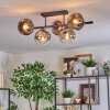 Ripoll Plafondlamp, Kogellampje Chroom, Duidelijk, Rookkleurig, 5-lichts