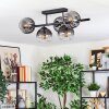 Koyoto Plafondlamp, Kogellampje Duidelijk, Rookkleurig, 5-lichts