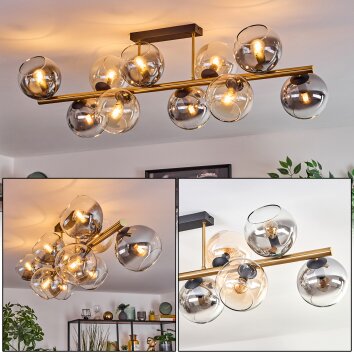 Koyoto Plafondlamp, Kogellampje Goud, Zwart, 10-lichts