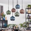 Koyoto Hanglamp, Kogellampje, Hanglamp Blauw, Groen, Koperkleurig, 6-lichts