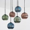 Koyoto Hanglamp, Kogellampje, Hanglamp Blauw, Groen, Koperkleurig, 6-lichts
