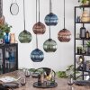 Koyoto Hanglamp, Kogellampje, Hanglamp Blauw, Groen, Koperkleurig, 6-lichts