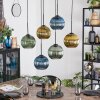 Koyoto Hanglamp, Kogellampje, Hanglamp Blauw, Goud, Groen, 6-lichts