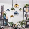 Koyoto Hanglamp, Kogellampje, Hanglamp Blauw, Goud, Groen, Duidelijk, 6-lichts