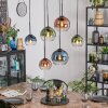 Koyoto Hanglamp, Kogellampje, Hanglamp Blauw, Groen, Duidelijk, Koperkleurig, 6-lichts
