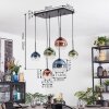 Koyoto Hanglamp, Kogellampje, Hanglamp Blauw, Groen, Duidelijk, Koperkleurig, 6-lichts