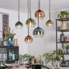Koyoto Hanglamp, Kogellampje, Hanglamp Blauw, Groen, Duidelijk, Koperkleurig, 6-lichts