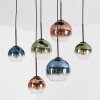 Koyoto Hanglamp, Kogellampje, Hanglamp Blauw, Groen, Duidelijk, Koperkleurig, 6-lichts
