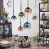 Koyoto Hanglamp, Kogellampje, Hanglamp Blauw, Groen, Duidelijk, Koperkleurig, 6-lichts