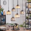 Koyoto Hanglamp, Kogellampje, Hanglamp Amber, Duidelijk, Rookkleurig, 6-lichts