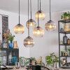 Koyoto Hanglamp, Kogellampje, Hanglamp Amber, Duidelijk, Rookkleurig, 6-lichts