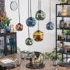 Ripoll Hanglamp, Kogellampje, Hanglamp Blauw, Goud, Groen, Koperkleurig, 6-lichts