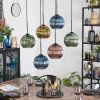 Koyoto Hanglamp, Kogellampje, Hanglamp Blauw, Goud, Groen, Koperkleurig, 6-lichts