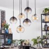Koyoto Hanglamp, Kogellampje, Hanglamp Amber, Duidelijk, Rookkleurig, 6-lichts