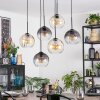 Koyoto Hanglamp, Kogellampje, Hanglamp Amber, Duidelijk, Rookkleurig, 6-lichts