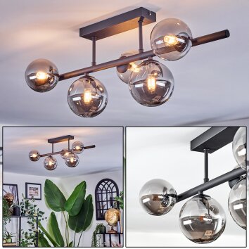Chehalis Plafondlamp, Kogellampje Rookkleurig, 5-lichts