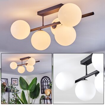 Chehalis Plafondlamp, Kogellampje Wit, 5-lichts