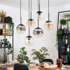Gastor Hanglamp, Kogellampje, Hanglamp Amber, Duidelijk, Rookkleurig, 6-lichts