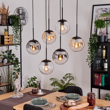 Gastor Hanglamp, Kogellampje, Hanglamp Amber, Duidelijk, Rookkleurig, 6-lichts