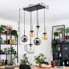 Gastor Hanglamp, Kogellampje, Hanglamp Amber, Chroom, Duidelijk, Rookkleurig, 6-lichts