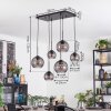 Koyoto Hanglamp, Kogellampje, Hanglamp Rookkleurig, 6-lichts