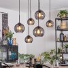 Koyoto Hanglamp, Kogellampje, Hanglamp Rookkleurig, 6-lichts