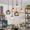 Koyoto Hanglamp, Kogellampje, Hanglamp Amber, Duidelijk, Rookkleurig, 6-lichts