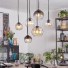Koyoto Hanglamp, Kogellampje, Hanglamp Amber, Duidelijk, Rookkleurig, 6-lichts