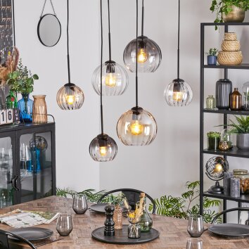 Koyoto Hanglamp, Kogellampje, Hanglamp Amber, Duidelijk, Rookkleurig, 6-lichts