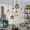 Koyoto Hanglamp, Kogellampje, Hanglamp Amber, Duidelijk, Rookkleurig, 6-lichts