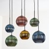 Koyoto Hanglamp, Kogellampje, Hanglamp Blauw, Goud, Groen, Koperkleurig, 6-lichts
