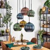 Koyoto Hanglamp, Kogellampje, Hanglamp Blauw, Goud, Groen, Koperkleurig, 6-lichts