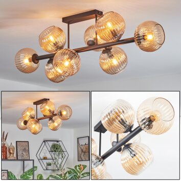 Koyoto Plafondlamp, Kogellampje Amber, 8-lichts