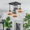Ripoll Plafondlamp, Kogellampje Amber, Rookkleurig, 5-lichts